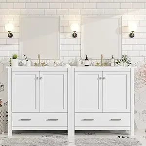 RBXC Solid Wood Double Sink Bathroom Vanity Cabinet With Storage The Pet & Home Store