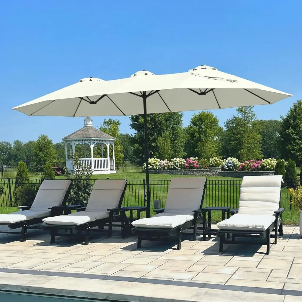 15' Double-Sided Rectangular Large Market Patio Umbrella with Base Included, Customized
