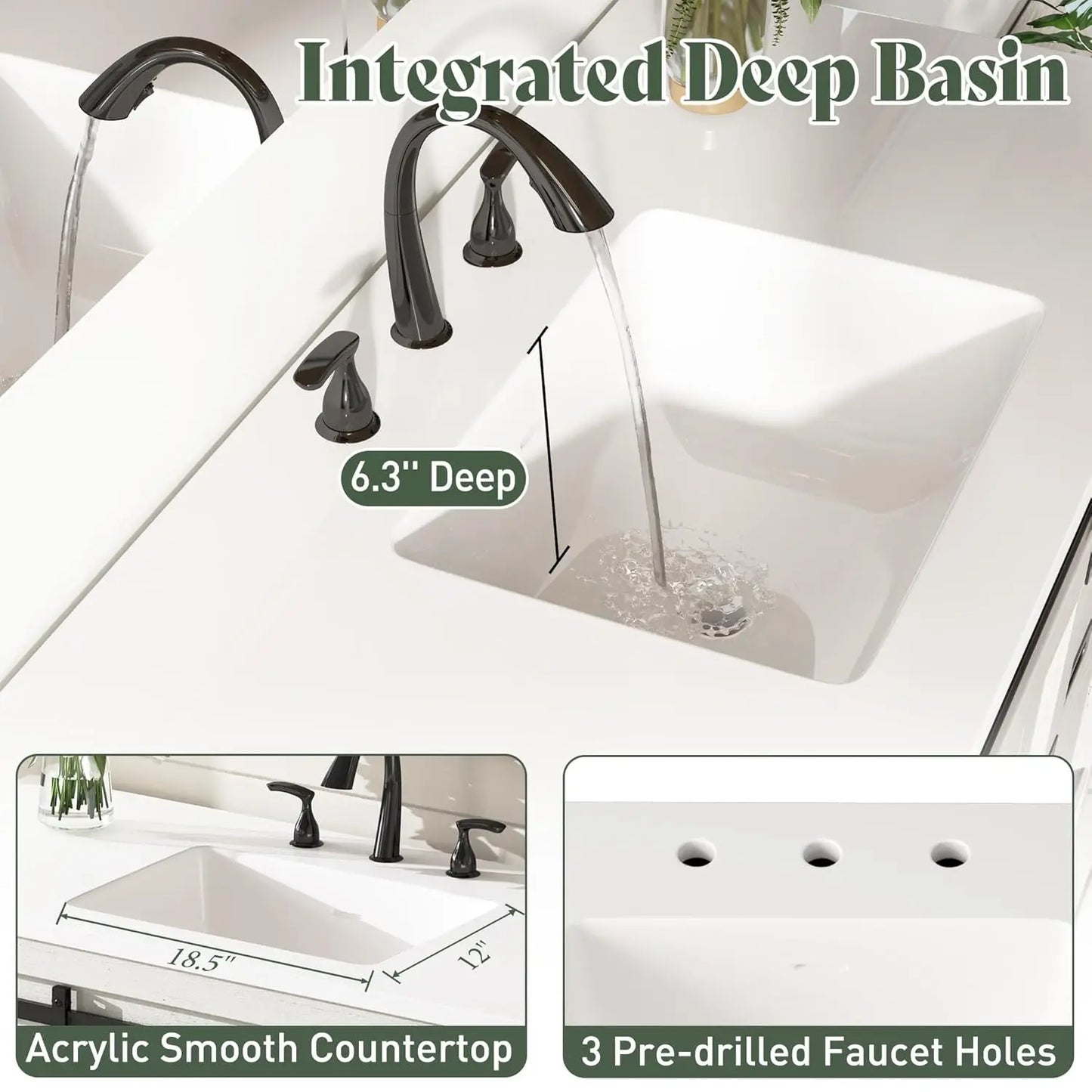 48'' Farmhouse Freestanding Bathroom Vanity with Sink Sliding Barn Door Drawers Metal Handles Deep Basin Storage Custom