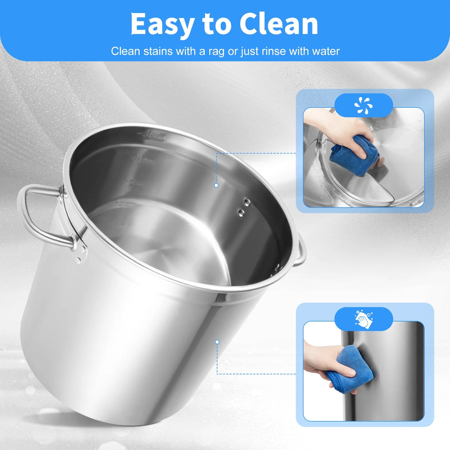 Stainless Steel Stock Pot With Lid And Durable Handles