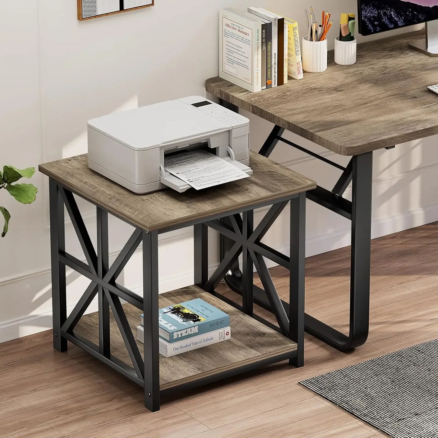 XMSJ Two Tier End Table Modern Farmhouse Living Room