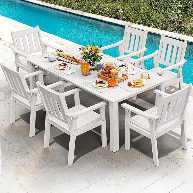 Outdoor 7 Piece Patio Table Set With Umbrella Hole