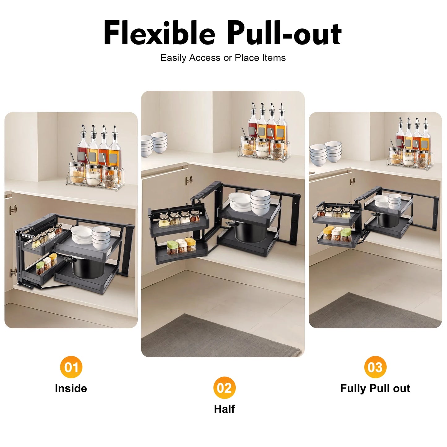 Bymaocar Blind Corner Cabinet Pull Out Organizer Swing Tray