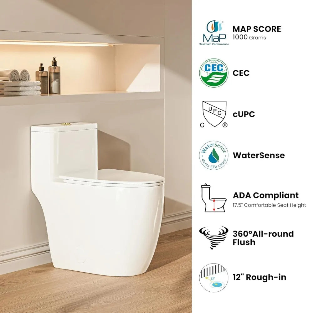 Elongated Toilet With 17.5 Inch Comfort Height Dual Flush