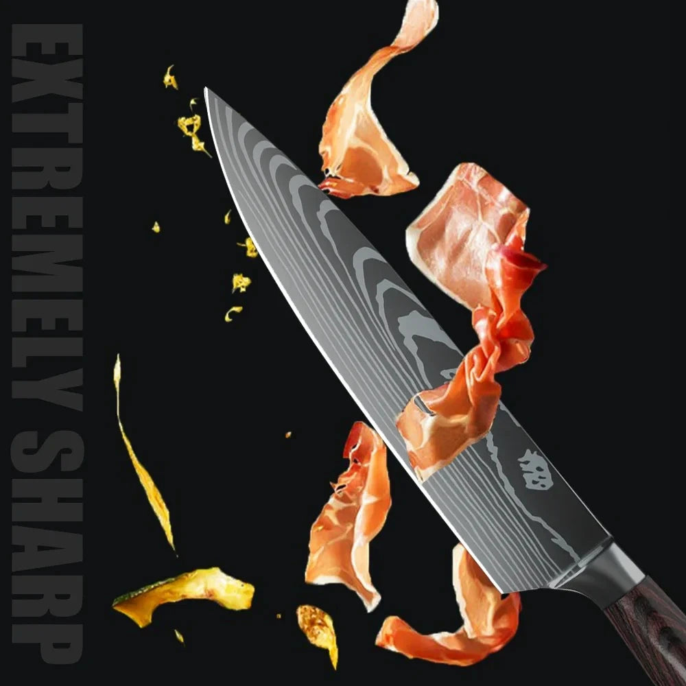 Stainless Steel Kitchen Knife Set Santoku Cleaver For Chefs