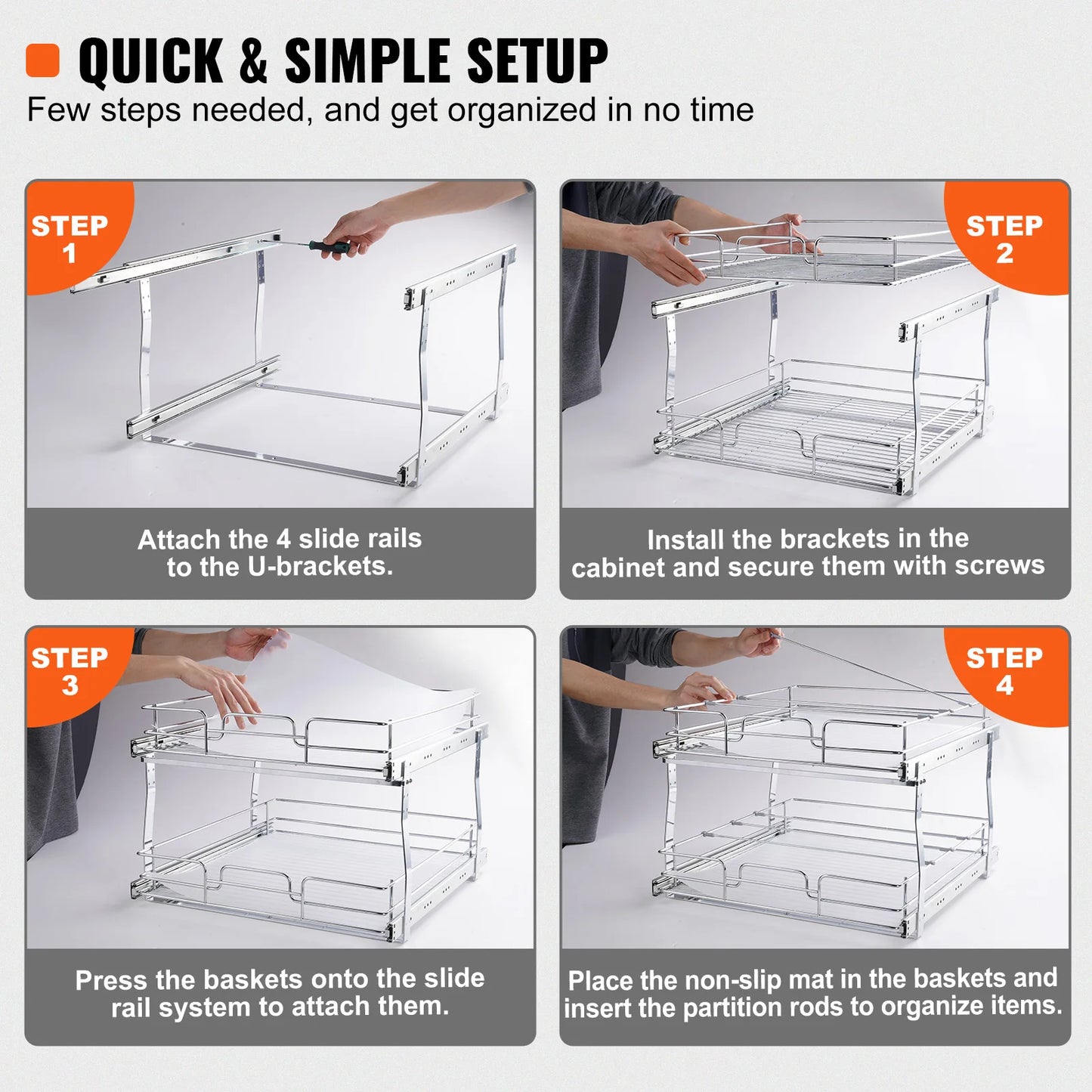 SucceBuy Pull Out Cabinet Organizer With Sliding Drawers