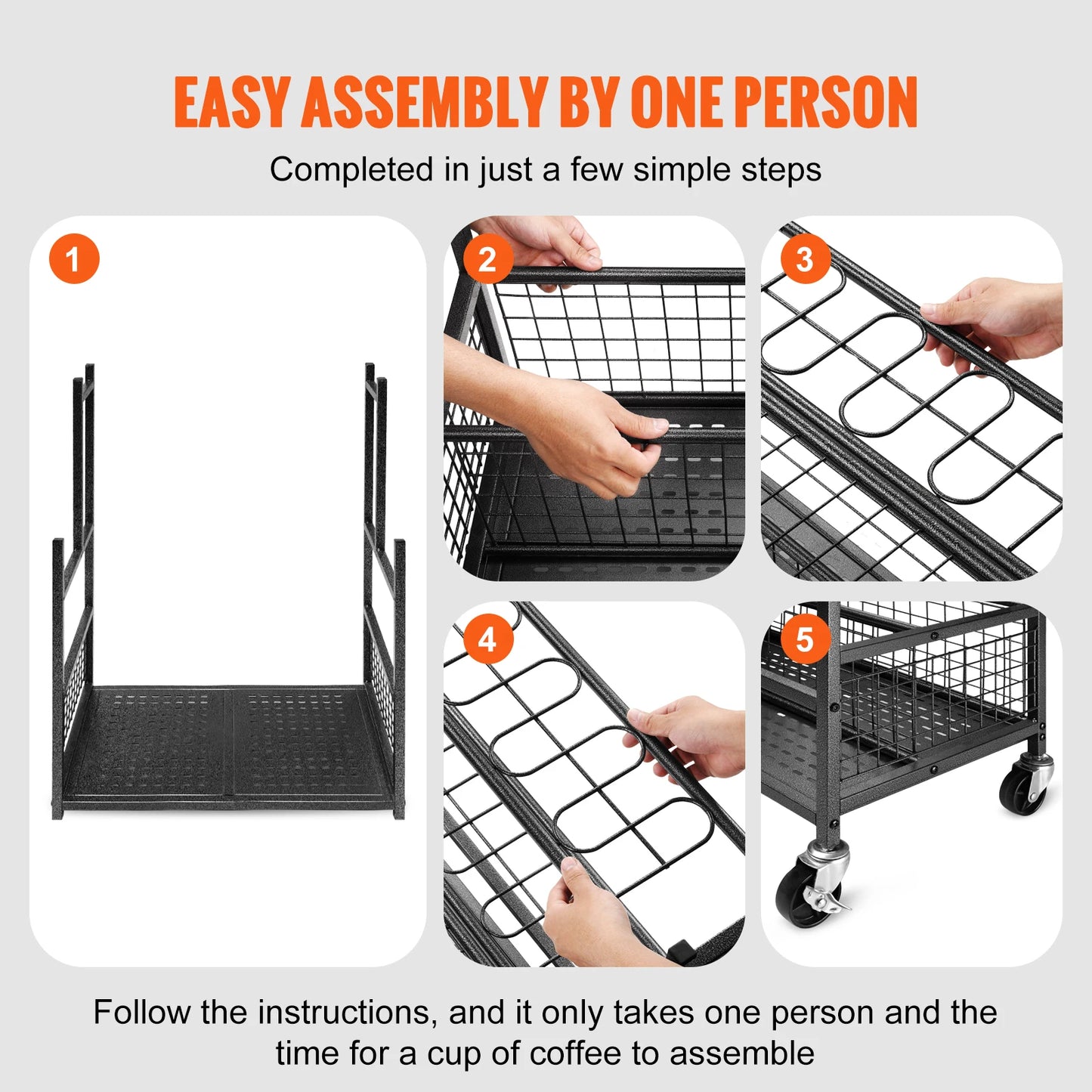 SucceBuy 16-Slot Garden Tool Organizer Rack With Hooks And Wheels