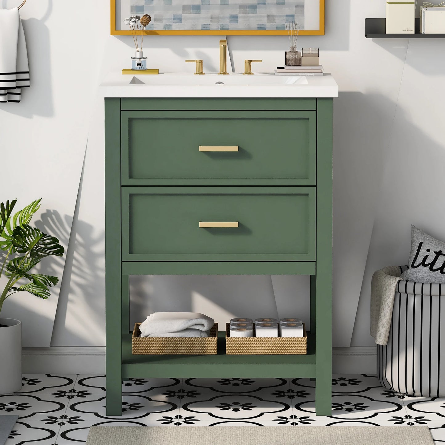 Sh.Kl Bathroom Vanity With Top Sink Free Standing Drawers