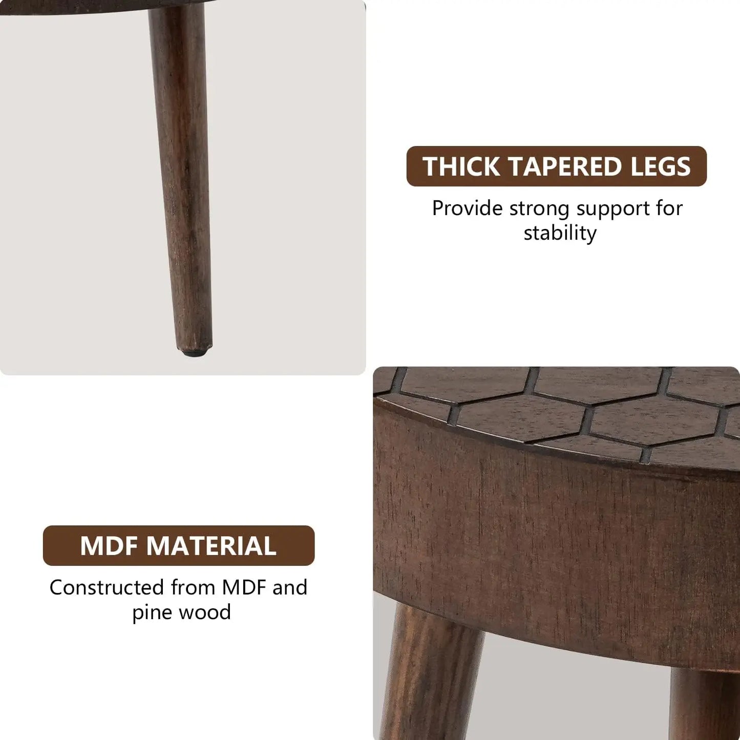 Round Coffee Table Set of 2, Nesting Tables with Honeycomb Pattern, Modern End Table for Living Room, Farmhouse,, Customized