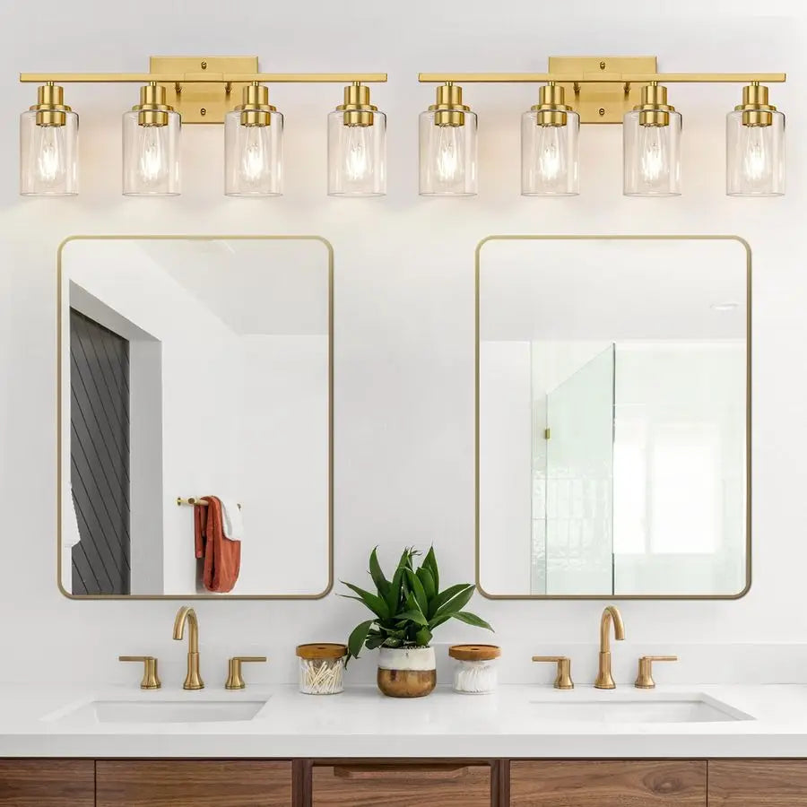 Vanity Lights With Clear Glass Shades For Bathroom Mirror
