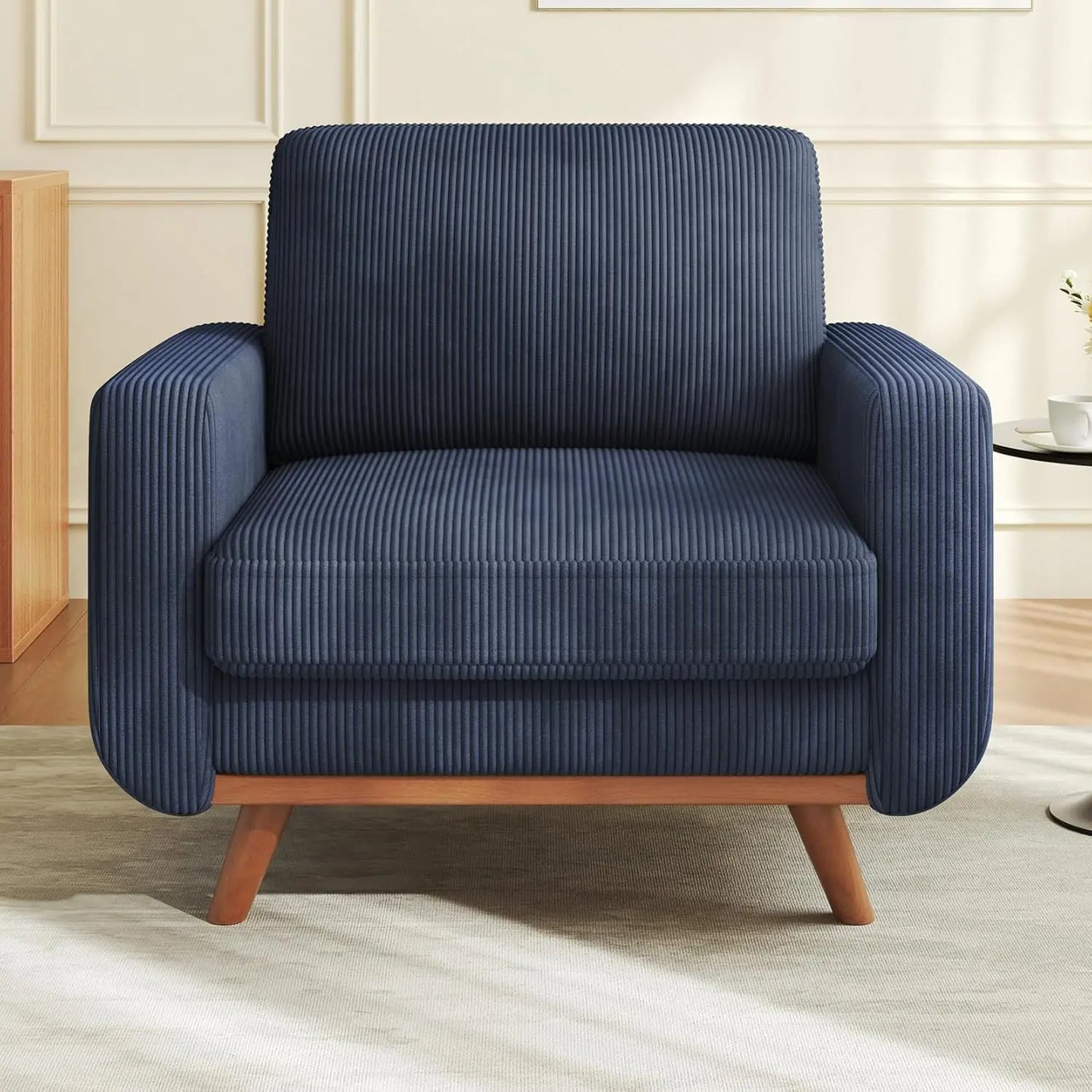 Corduroy L-Shape Modular Sofa With Movable Ottoman Sectional