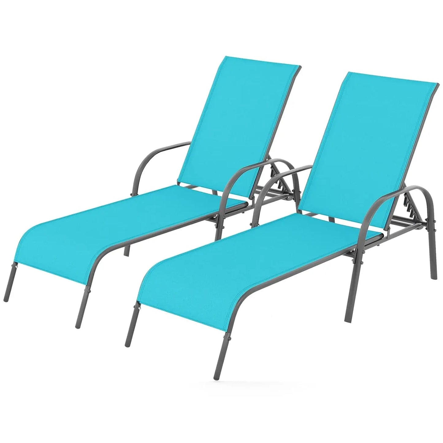 2-Pack Patio Lounge Chairs With 5-Position Adjustable Backrests