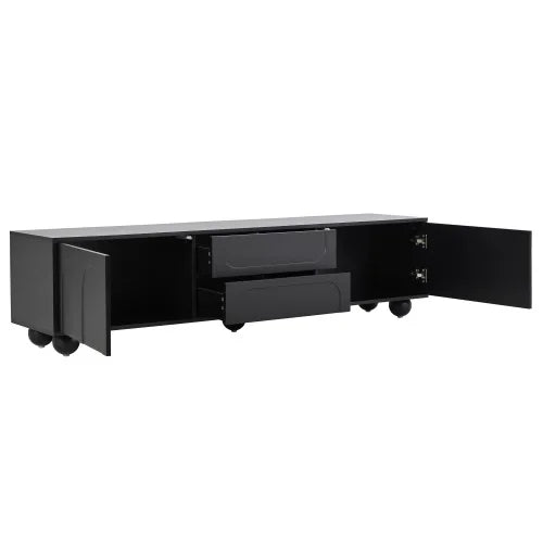 Cream Style TV Stand with Arched Doors & 2 Drawers,Minimalist Media Console with Rebound Device, 5 Iron Round Legs The Pet & Home Store