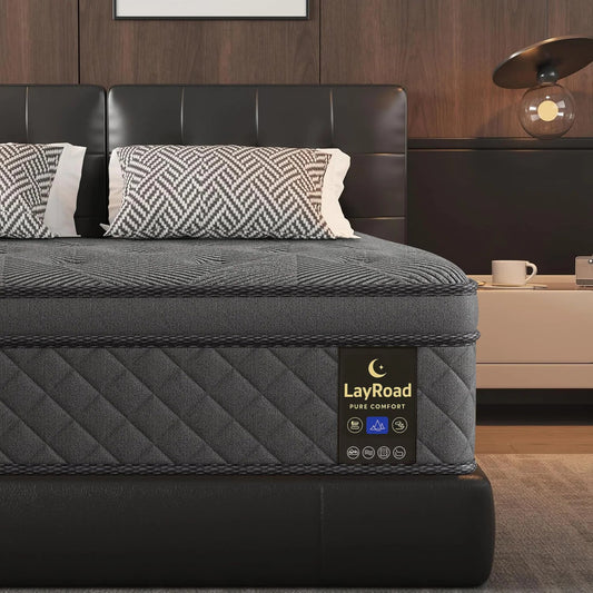 LayRoad 12-14inch Full-Size Memory Foam Mattress Available in Single, Twin, Queen, and King Sizes Boxed Mattress Medium Firmness The Pet & Home Store