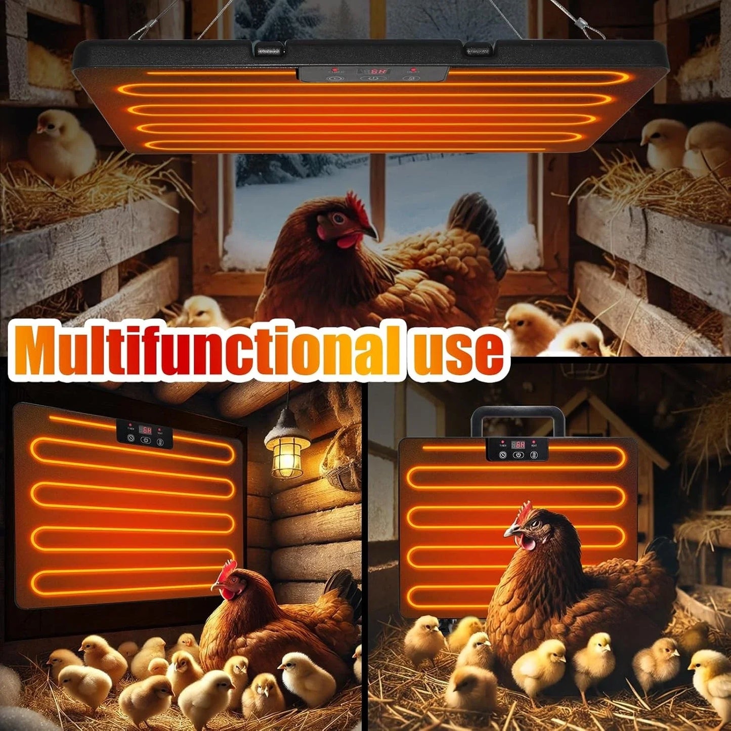 Chicken Coop Thermostatic Heater Panel With Adjustable Temperature