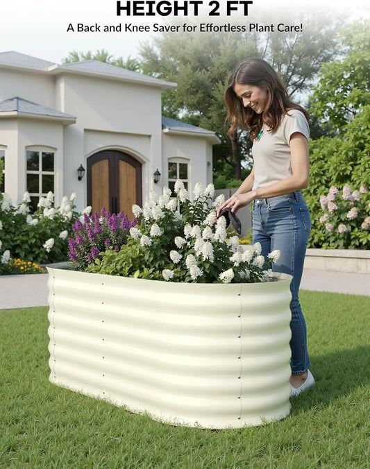 TWISTER.CK Galvanized Raised Garden Bed Kit Outdoor Planter Box Open Bottom