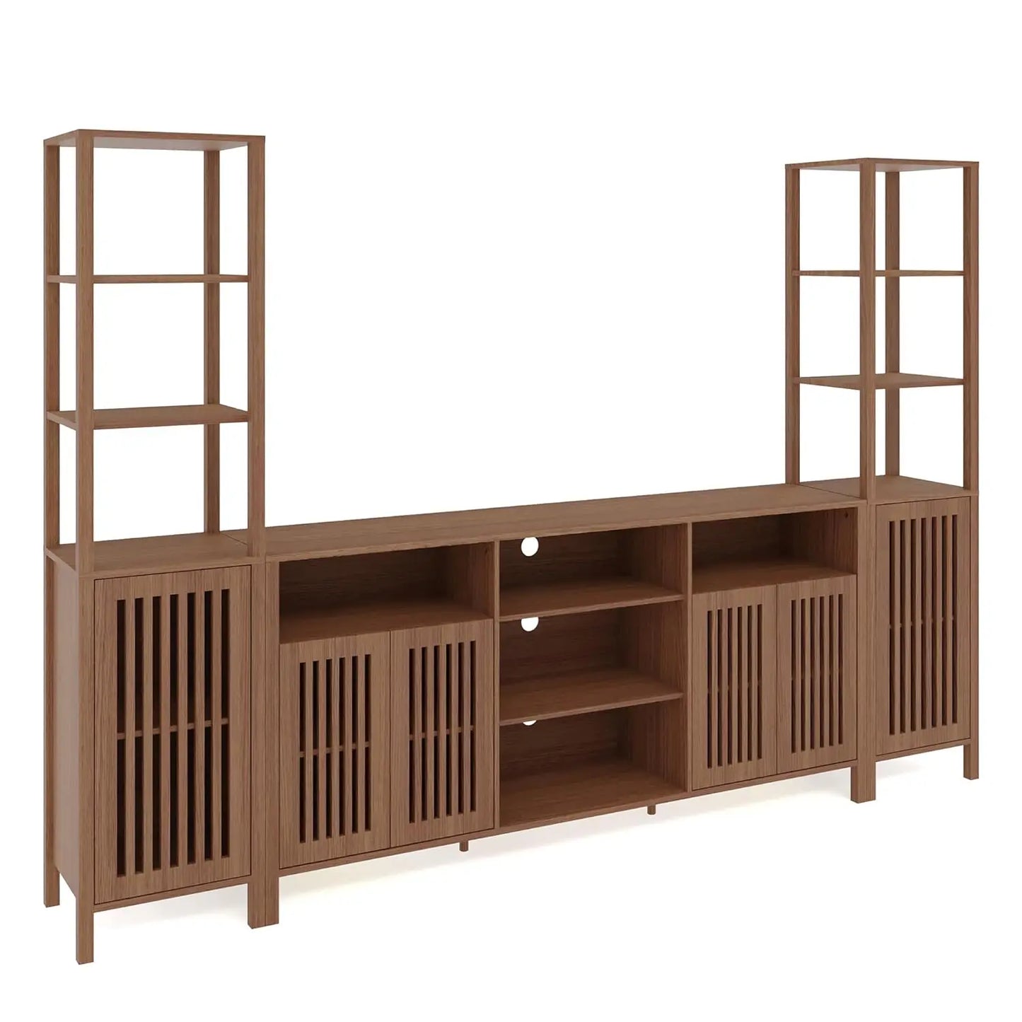 Farmhouse TV Stand Bookshelf And Storage Cabinet For Living Room