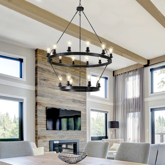 Retro style Large 2-Tier circular ceiling Ironwork chandelier The Pet & Home Store