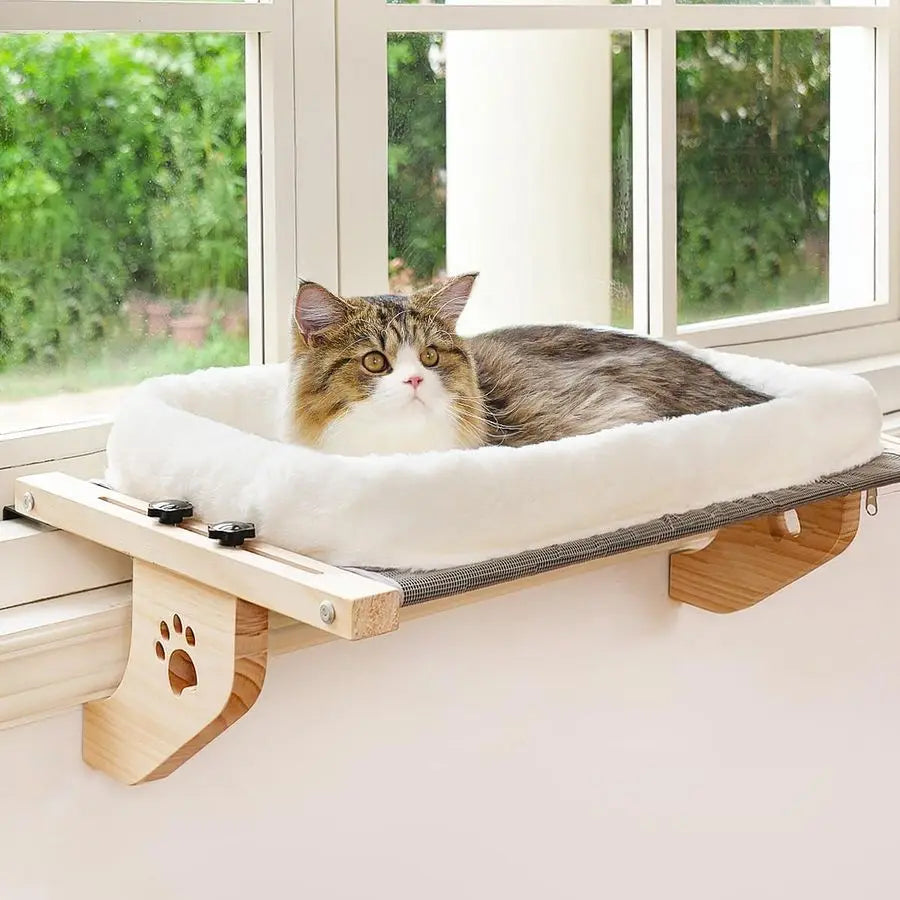 Cat Window Perch Hammock Cushion Cover, Wood Frame
