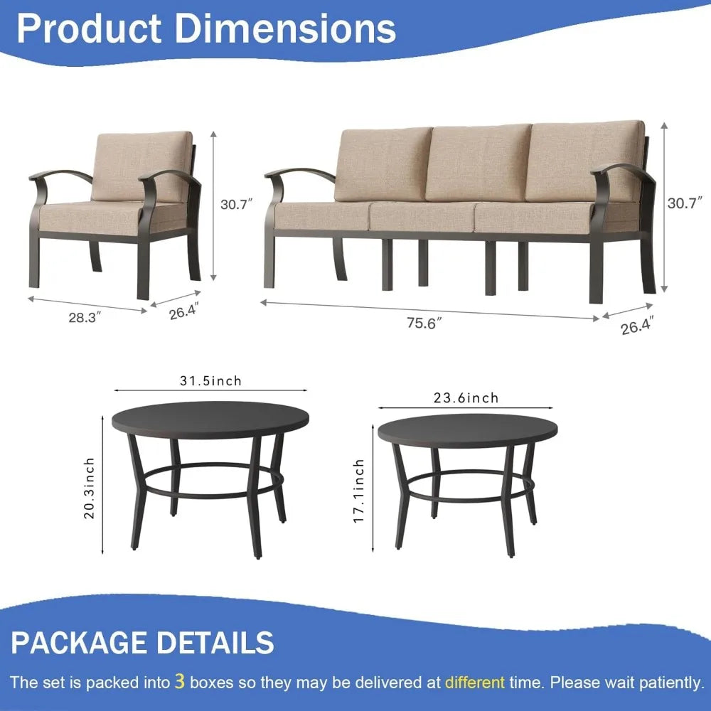 XIAOLANG 4-Piece Aluminum Outdoor Patio Set With Round Coffee Table