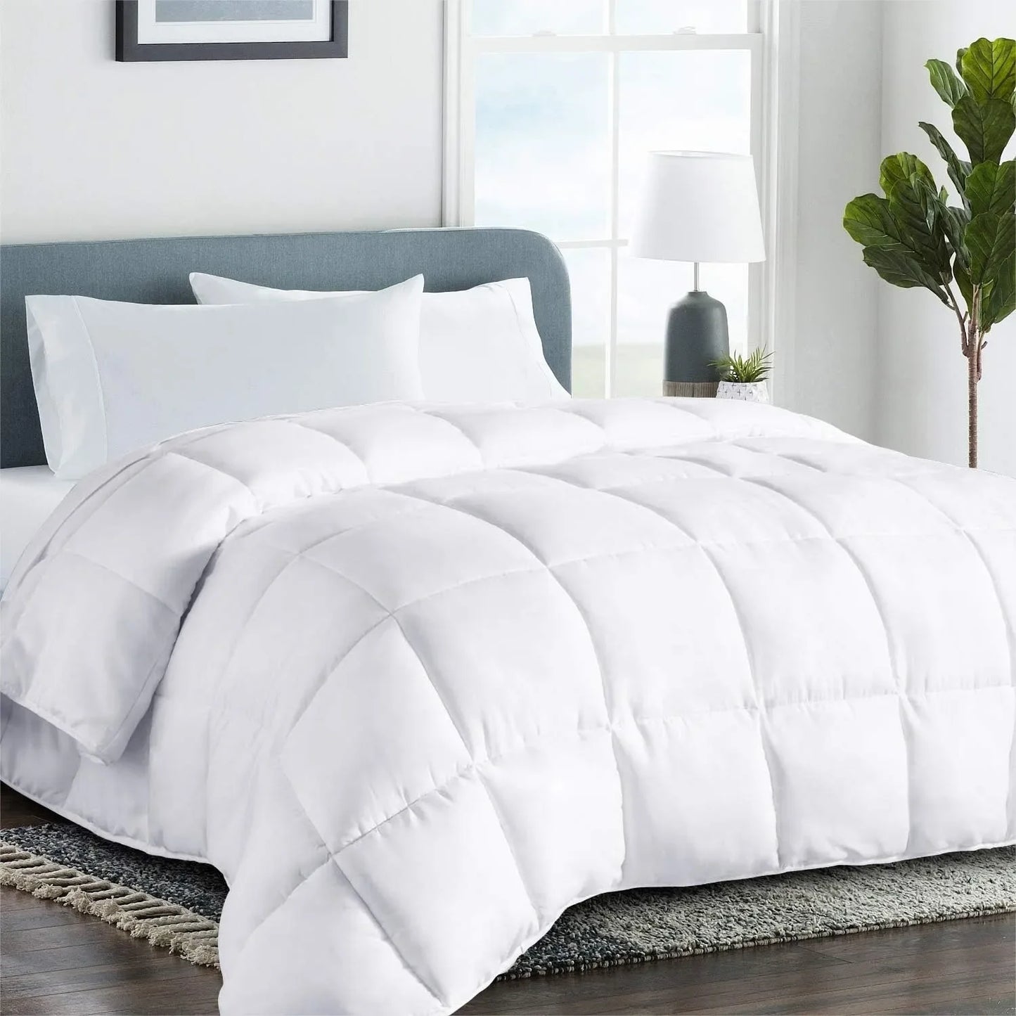 Cooling All-Season Quilted Bamboo Fiber Comforter With Breathable Duvet Insert