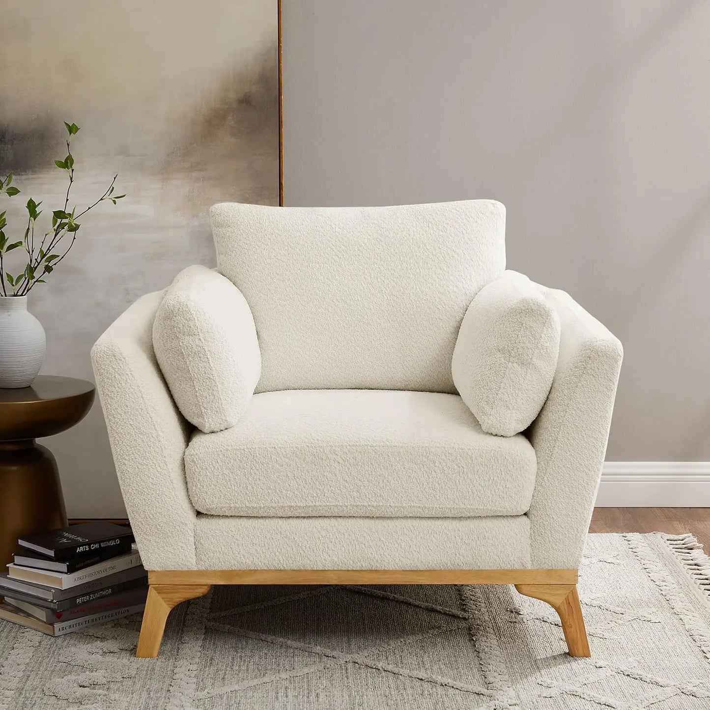 Boucle Upholstered Accent Chair For Living Room And Bedroom