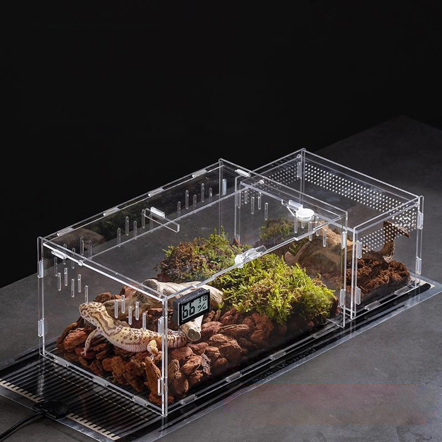 Acrylic Transparent Reptile Terrarium Breeding Box Turtle Cage Nano Arboreal Tarantula Enclosure Dearded Dragon Reptiles Habitat