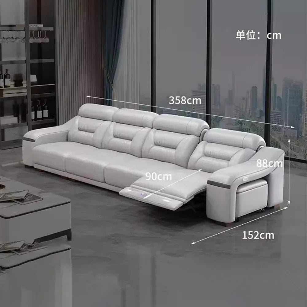 MINGDIBAO Genuine Leather Power Recliner Sofa Set With Stool