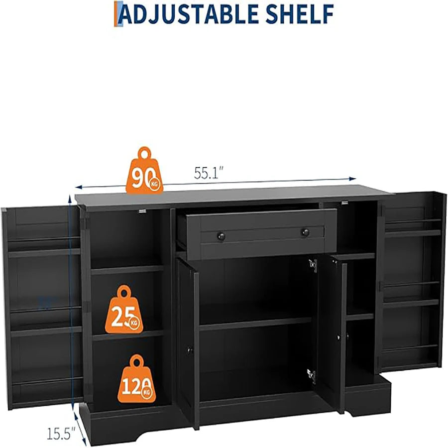 HiMISS Modern Sideboard Buffet Cabinet With Drawers And Shelves