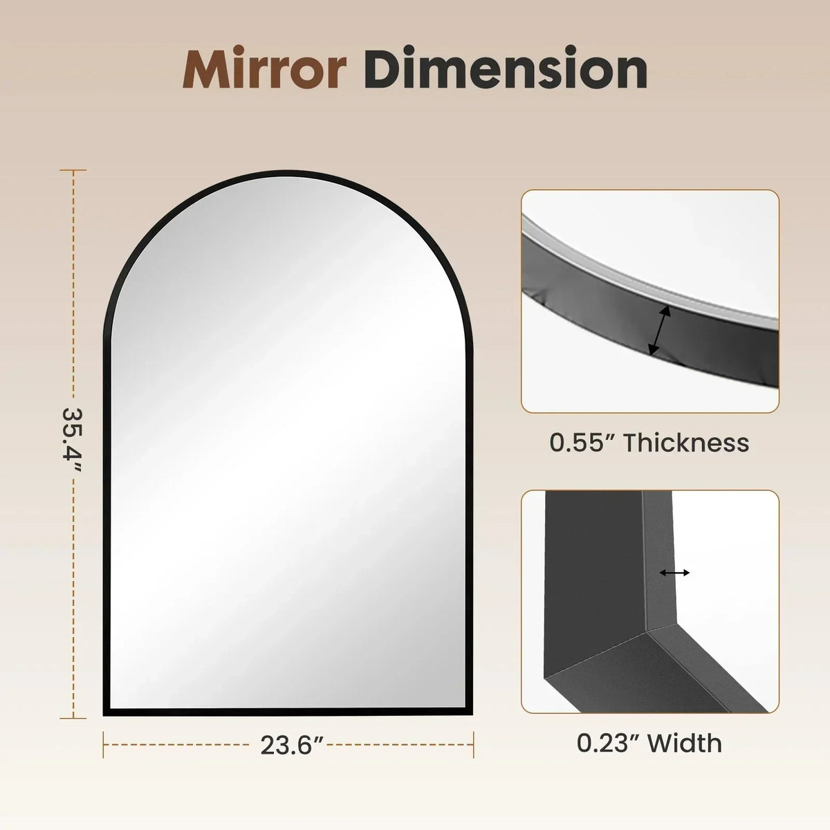 Arched Metal Framed Bathroom Mirrors for Wall  Hanging Mirror Glass Mirror Modern Wall Decor For Bedroom Entryway The Pet & Home Store
