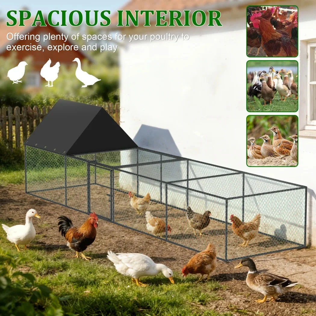 Large Chicken Coop Cage Outdoor Hen Poultry Cage Run Pen Fence Duck House with Nylon Netting Rabbit Hutch Run Nest Pet Cage The Pet & Home Store