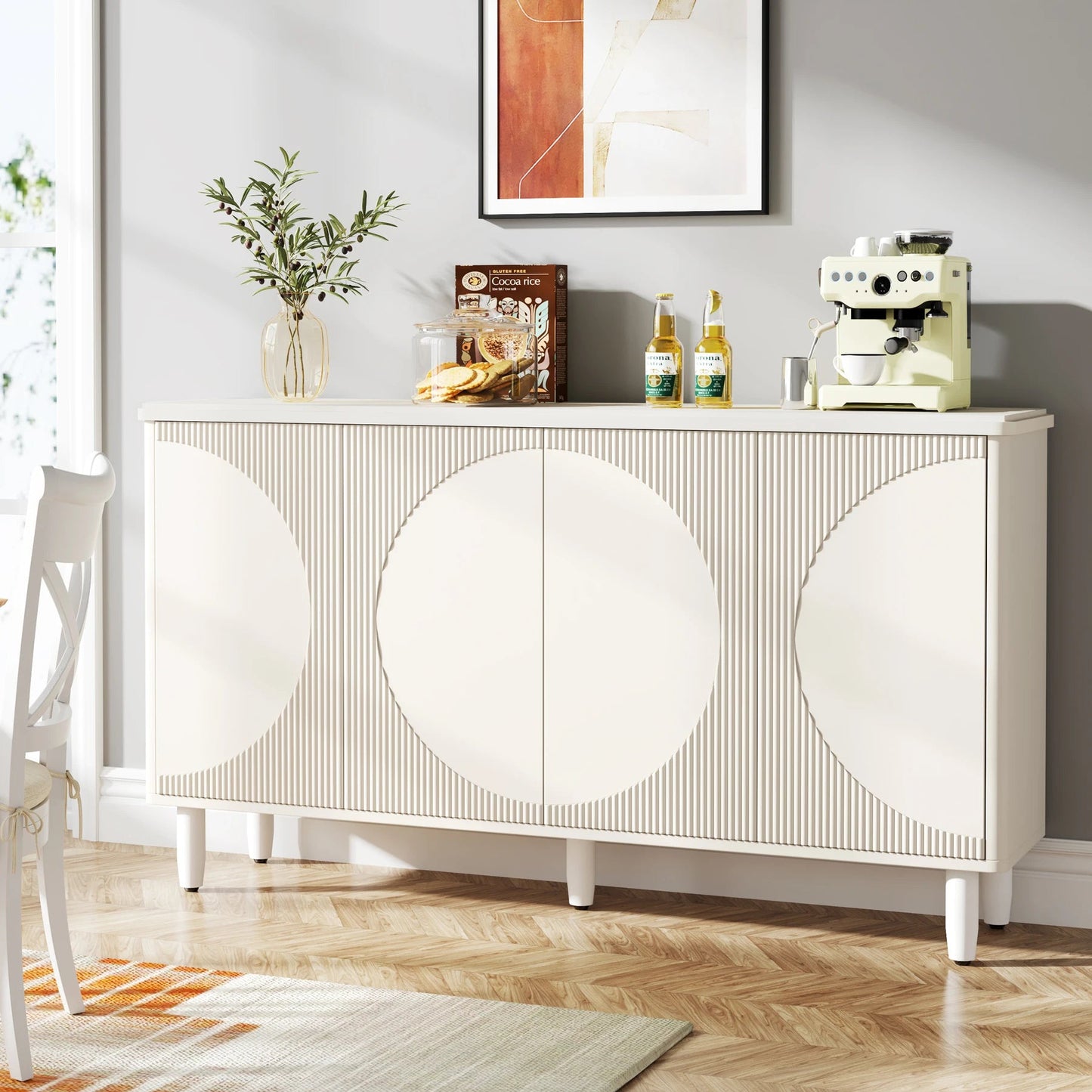Tribesigns Buffet Cabinet Sideboard with Storage, Modern Storage Cabinet Sideboard Buffet Table with Doors for Living Room The Pet & Home Store