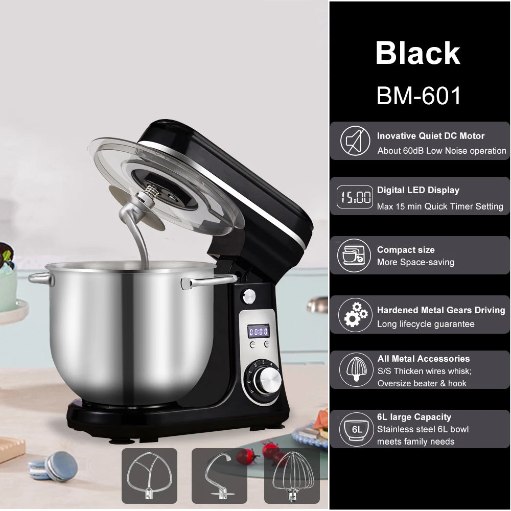 Biolomix Kitchen Stand Mixer 6 Speed 1200W 6L With Attachments