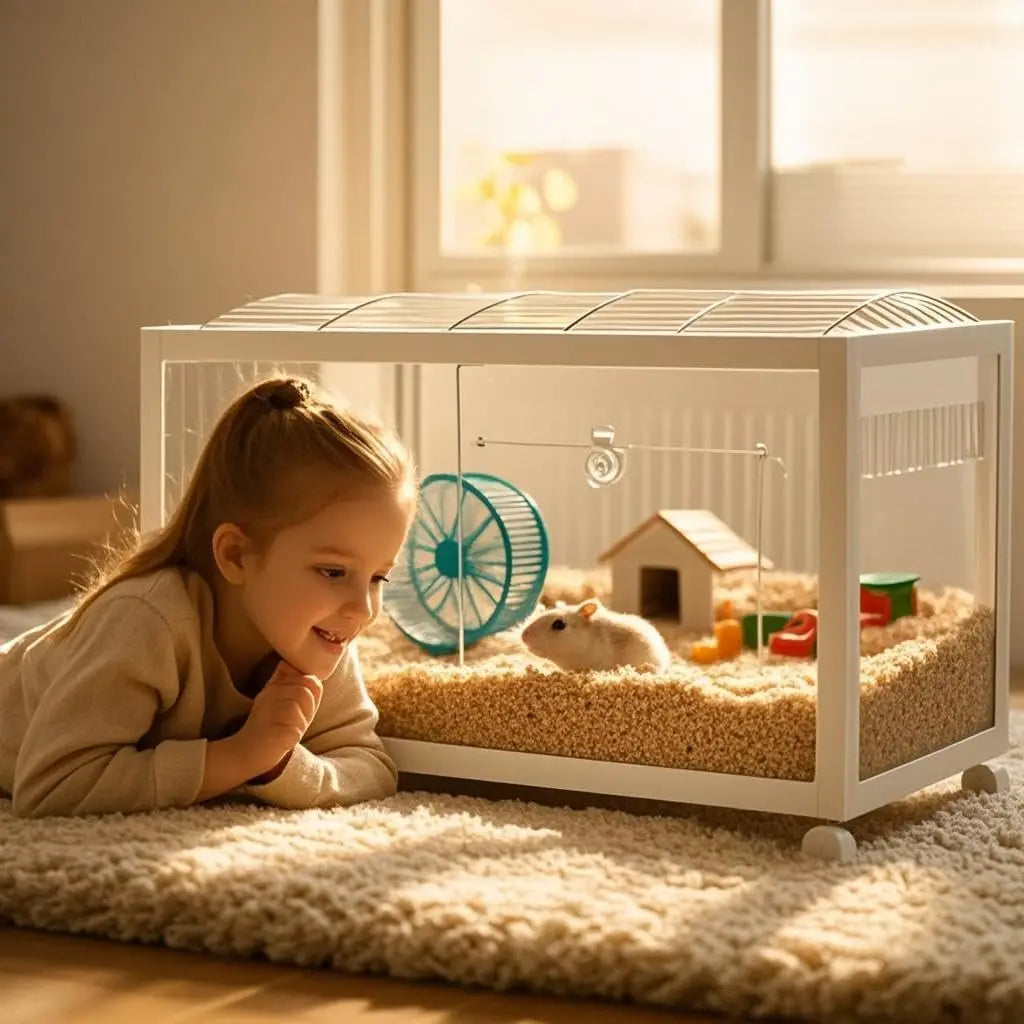 HiMISS Hamster Cage 360 Degree View ChewProof Dual Door Habitat
