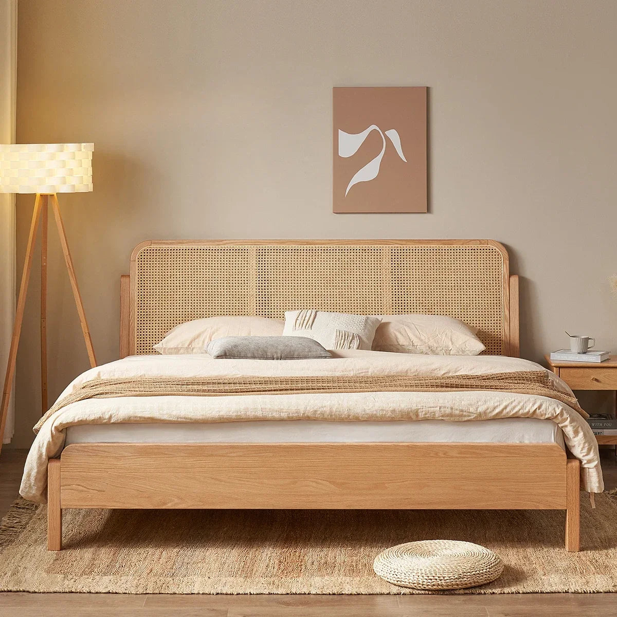 Fluffy Rattan Bed Set for Modern Bedroom Furniture