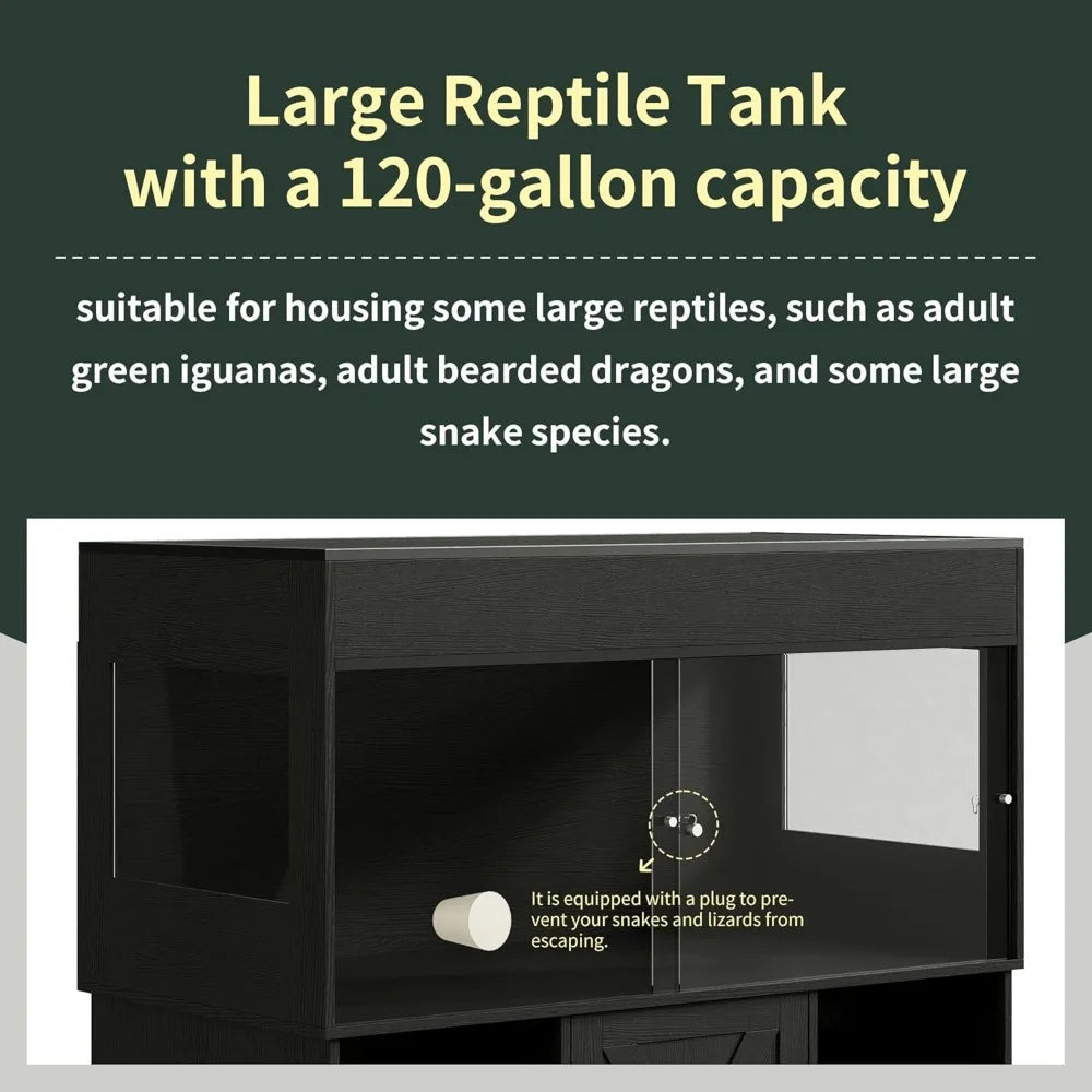 Reptile Tank With Stand For Bearded Dragon, Snake, Lizard