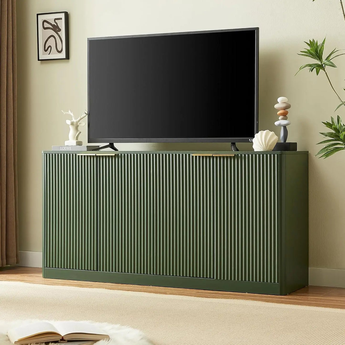 Modern TV Stand Console Cabinet With Doors And Entertainment Center