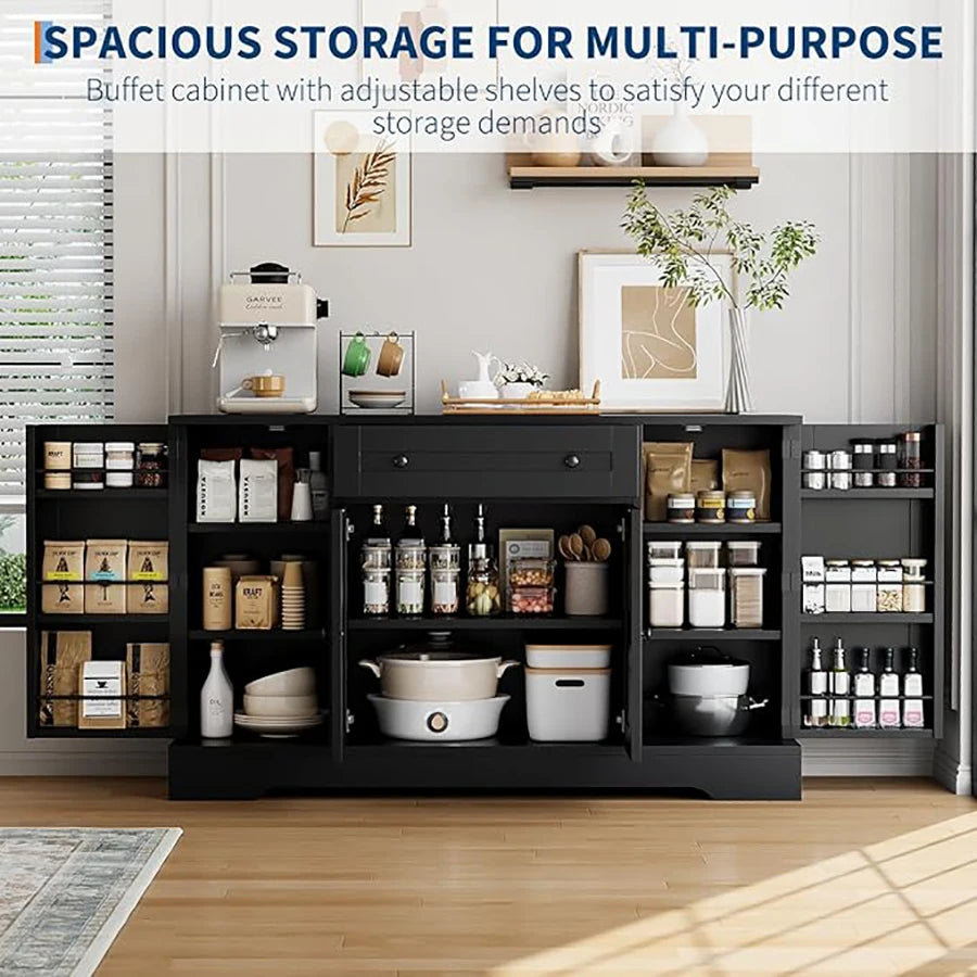 HiMISS Modern Sideboard Buffet Cabinet With Drawers And Shelves