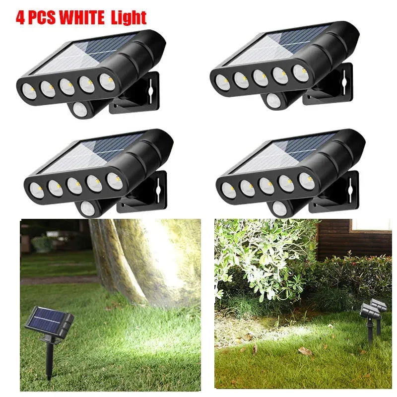 4 PACK Solar Outdoor Spotlights 1200mAh Lawn Flag Lights Landscape LED Ground Lights Walkway Driveway Landscape Camping Li-ion 18650 battery Gardens Trees And Courtyards Pathway Lights Lamp The Pet & Home Store