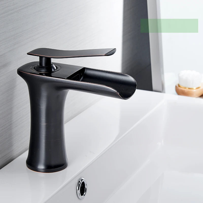 Waterfall Bathroom Faucet Single Handle Basin Mixer Tap Brass