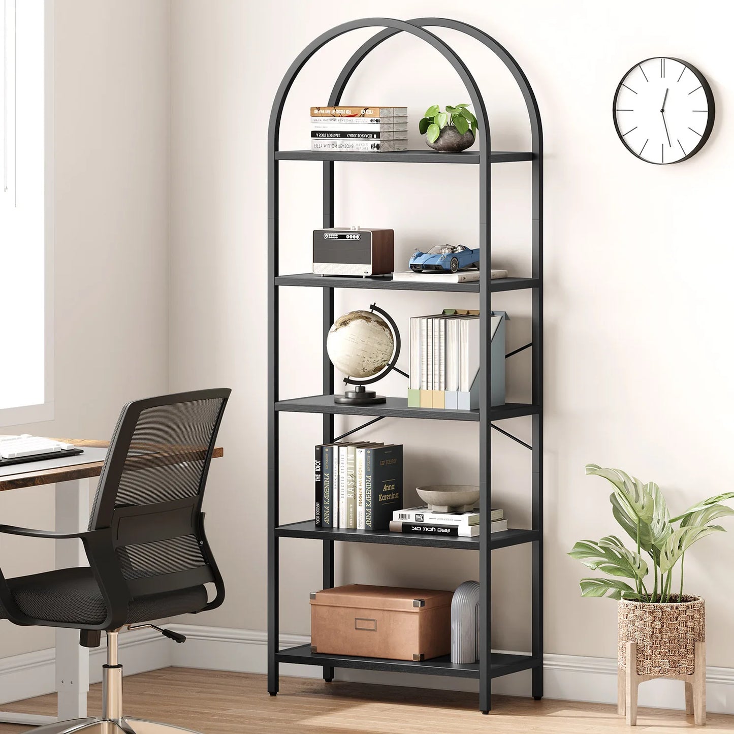 TWISTER.CK 5-Tier Arched Bookshelf Industrial Open Display
