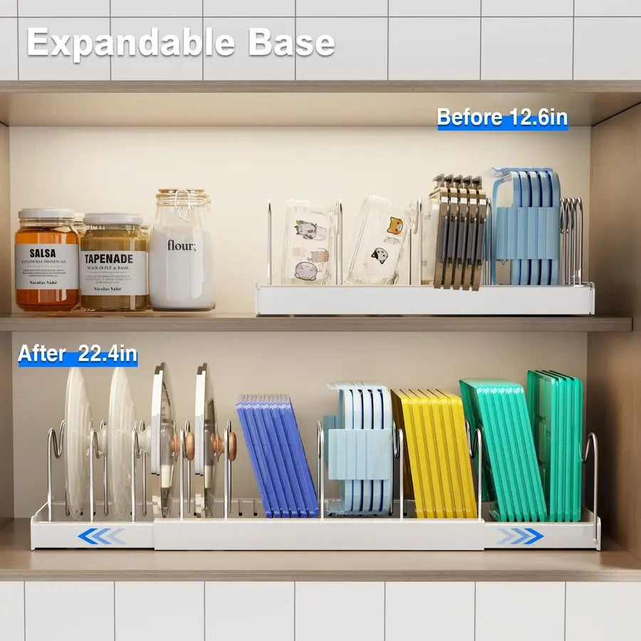 Under Cabinet Pots And Pans Organizer With 9 Adjustable Dividers
