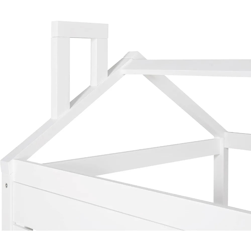 Wood House Bed With Trundle Twin Daybed For Kids Durable