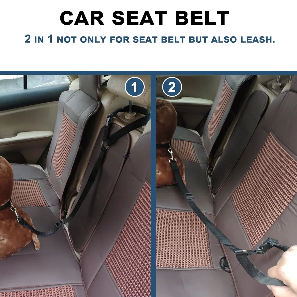 Nylon Two-In-One Pet Car Seat Belt And Leash Adjustable Harness