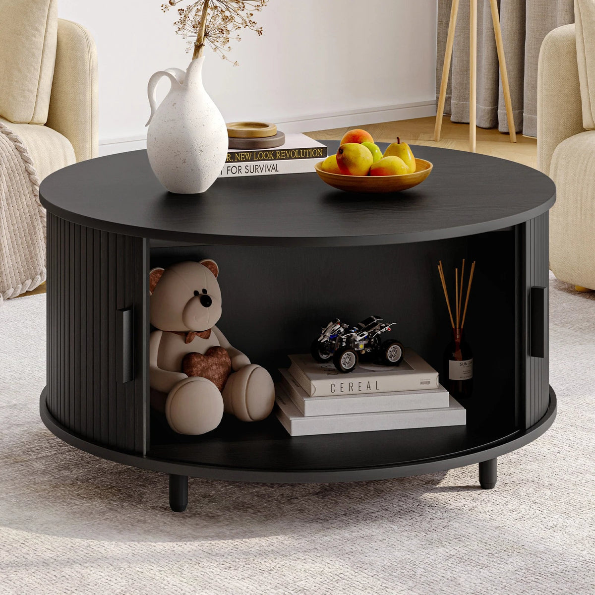 31.5" Round Coffee Table with Storage The Pet & Home Store