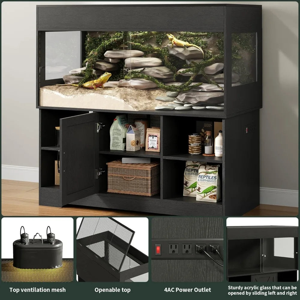 Reptile Tank With Stand For Bearded Dragon, Snake, Lizard