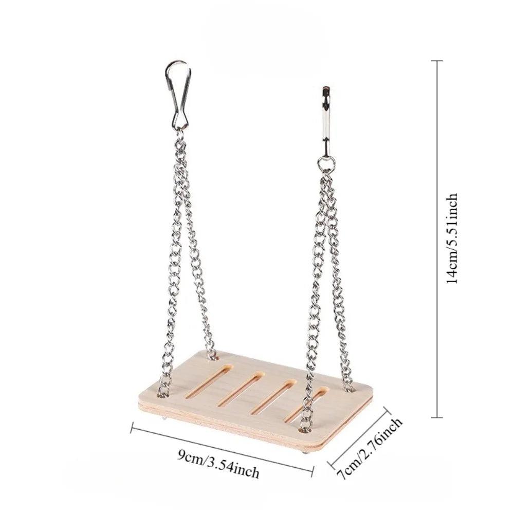 Hamster Wood Swing Toy Seesaw Bridge For Small Pets