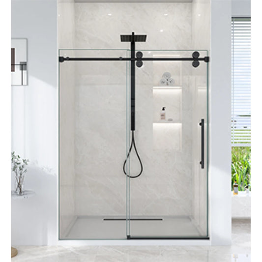 Frameless Single Sliding Shower Door With Tempered Glass Bypass Design