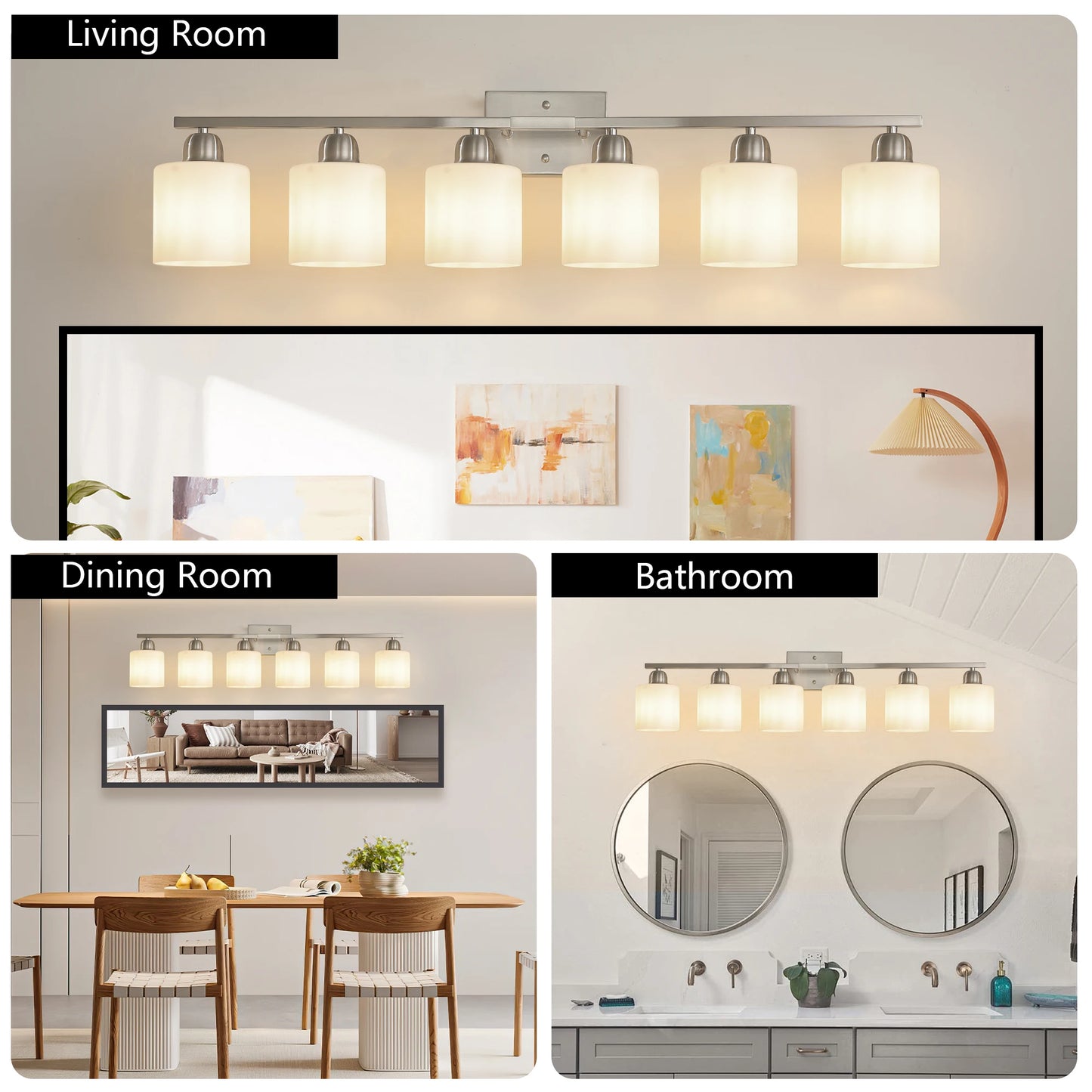 ARLGSITE Milk Glass Vanity Light Over Mirror Frosted Modern Fixture
