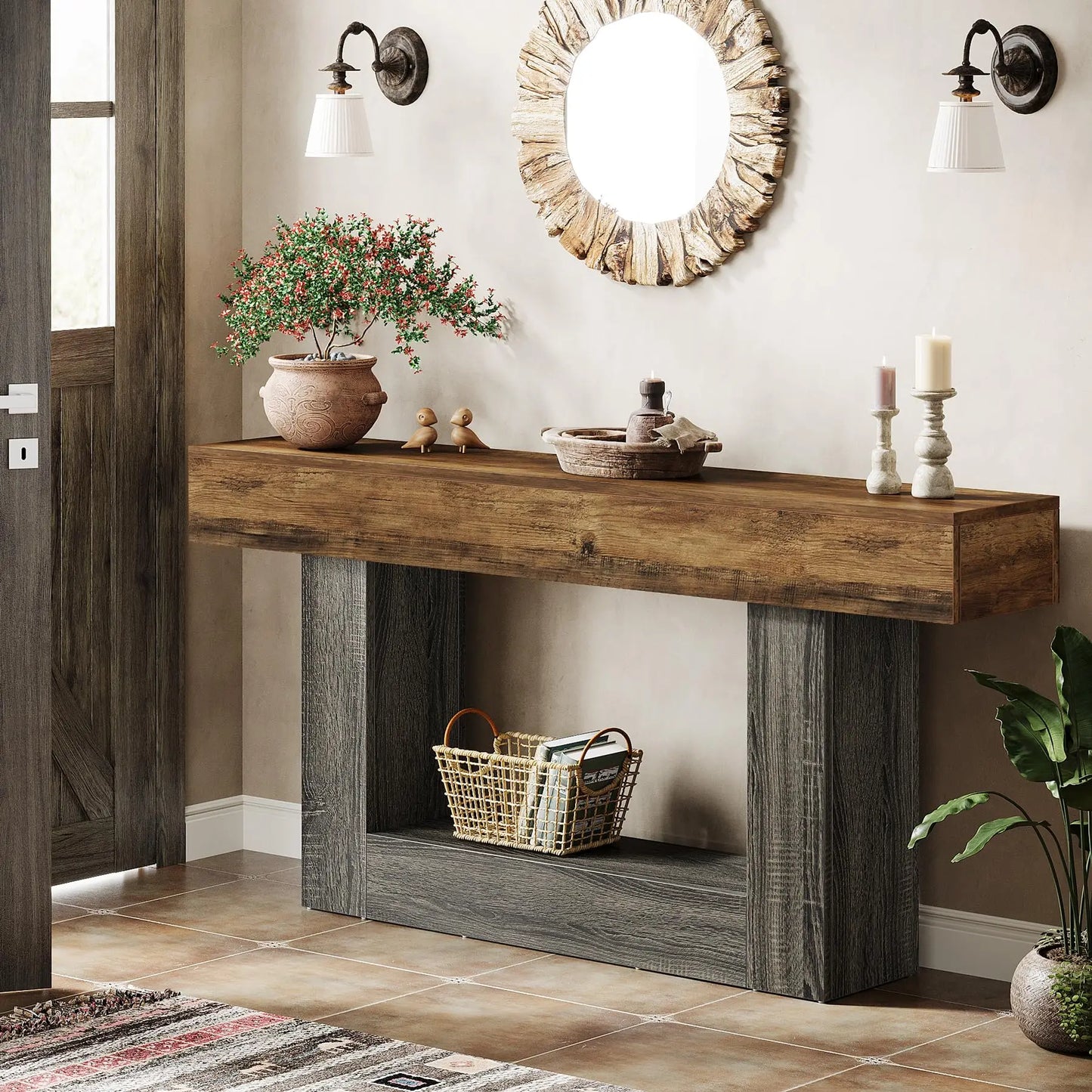 Tribesigns Farmhouse Console Table for Entryway Living Room